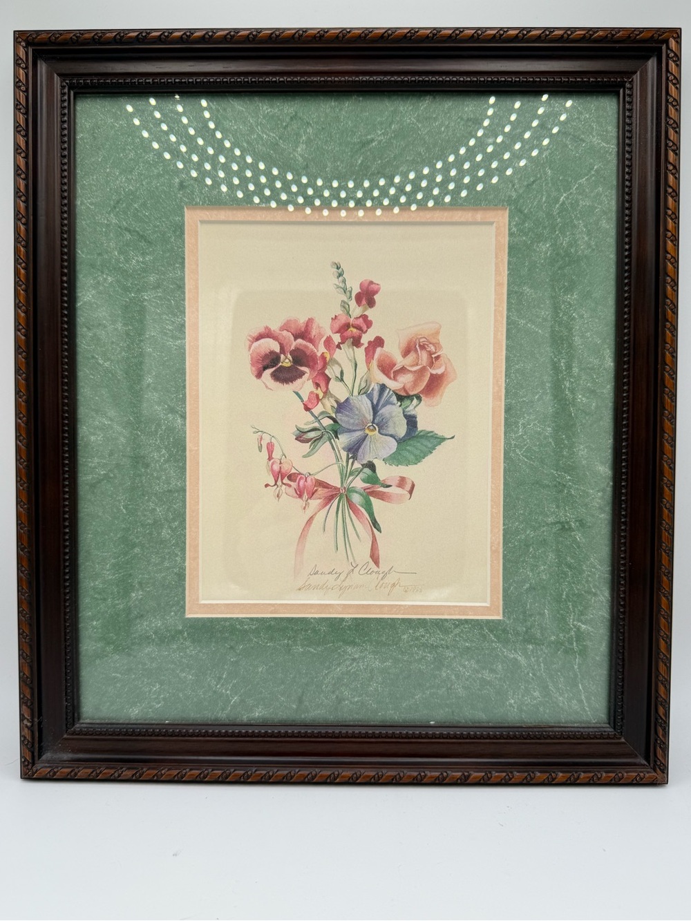 Vintage Sandy Clough 1988 Artist Signed Framed Floral Wall Art